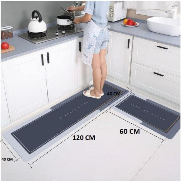 HMORA 2 Pcs Kitchen Mats Set – Waterproof Memory Foam Anti-Fatigue Mat Non-Slip Rug for Kitchen, Sink, Laundry & Home Office – 120x40 cm + 40x60 cm (Cooking Time Design)