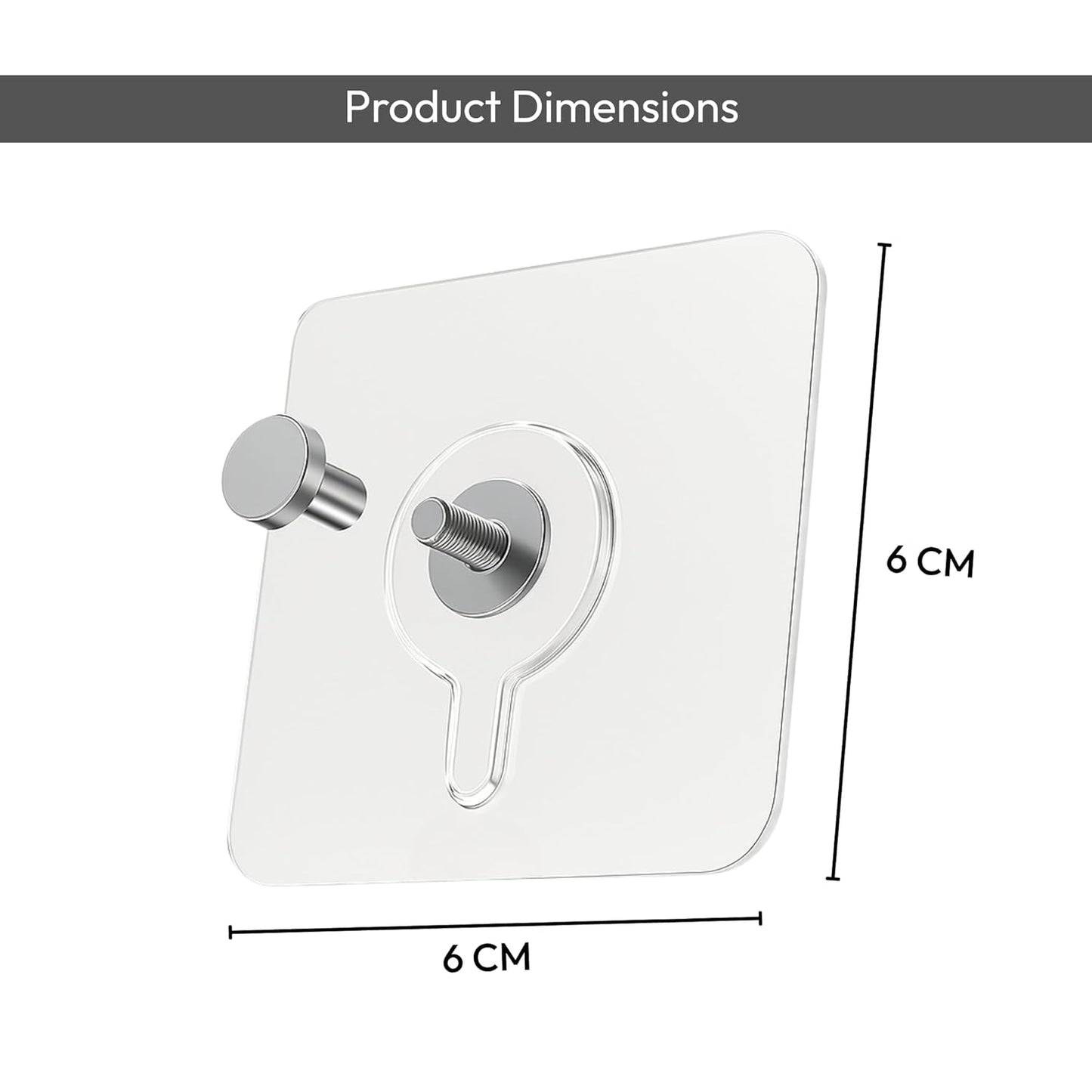 Hmora Photo Frame Hooks for Wall Without Drilling, Self Adhesive Hooks for Wall Heavy Duty Strong Nail Free for Hanging Photo Frame (Hanging Hook, Transparent) Stainless Steel