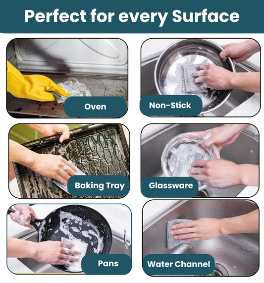 Hmora (25 Pack) Non-Scratch Wire Dishcloth, Steel Scrubber for Utensils Cleaning, Multipurpose Wet and Dry Cleaning Dish Wash Cloth Scrubber for Washing Dishes, Sinks, Counters