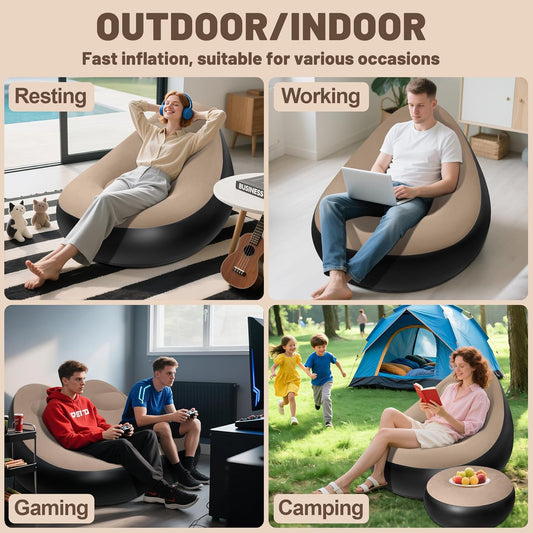 INFLATABLE SOFA WITH HAND PUMP