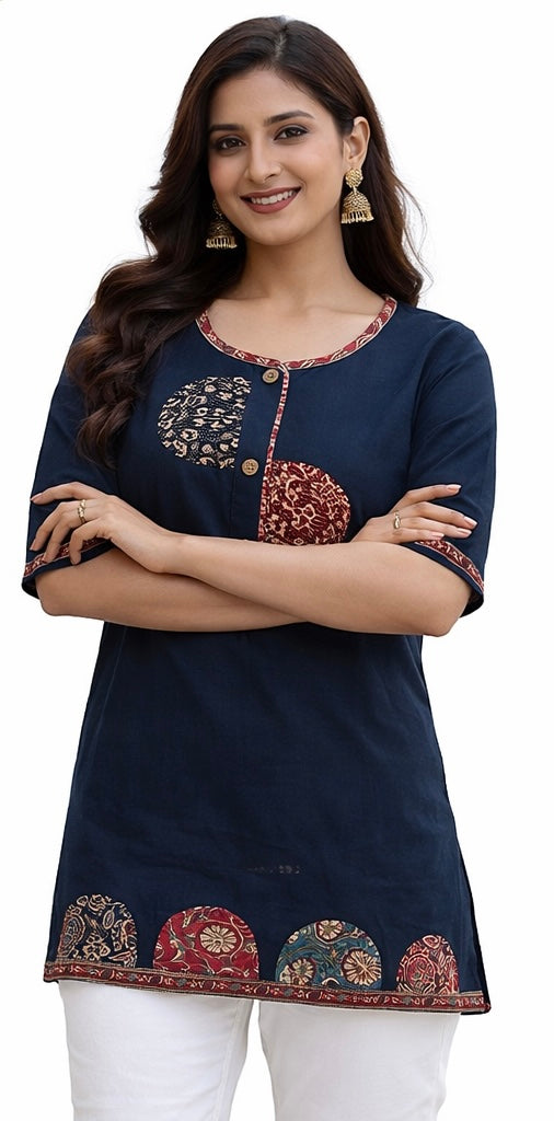 Stylish Short Cotton Kurti with Gujarati Touch