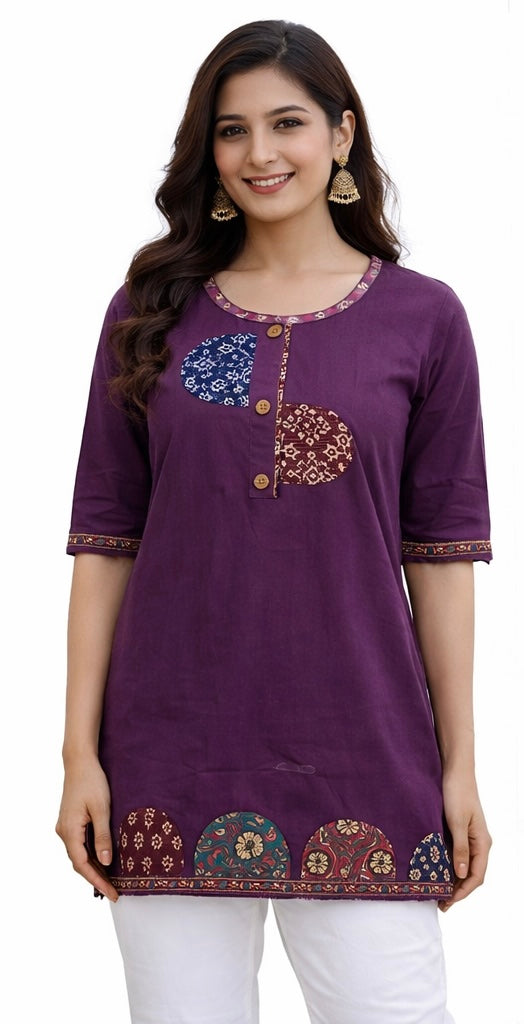 Stylish Short Cotton Kurti with Gujarati Touch