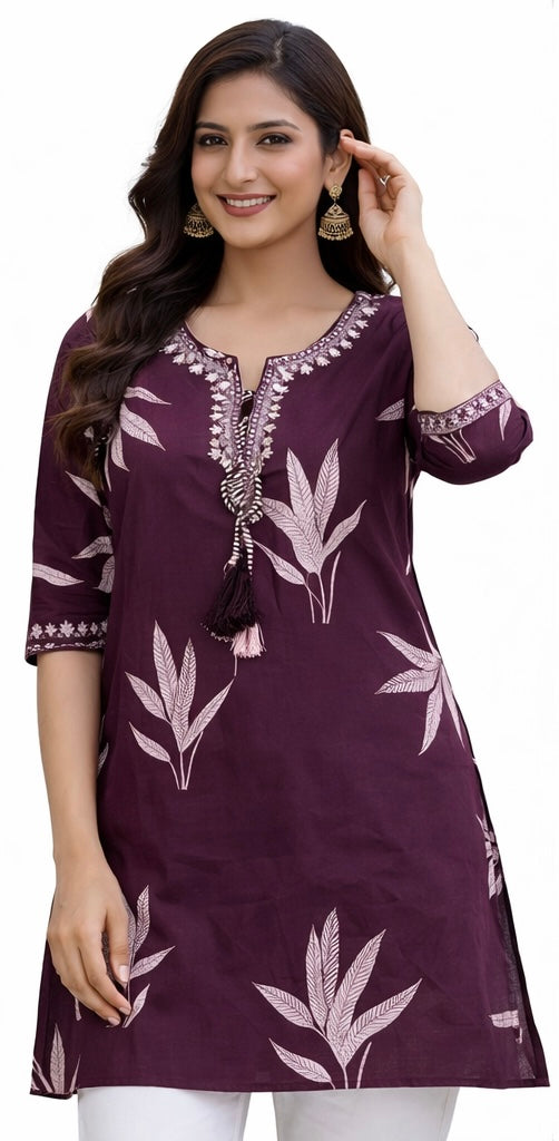 Stylish Short Cotton Kurti with Gujarati Touch