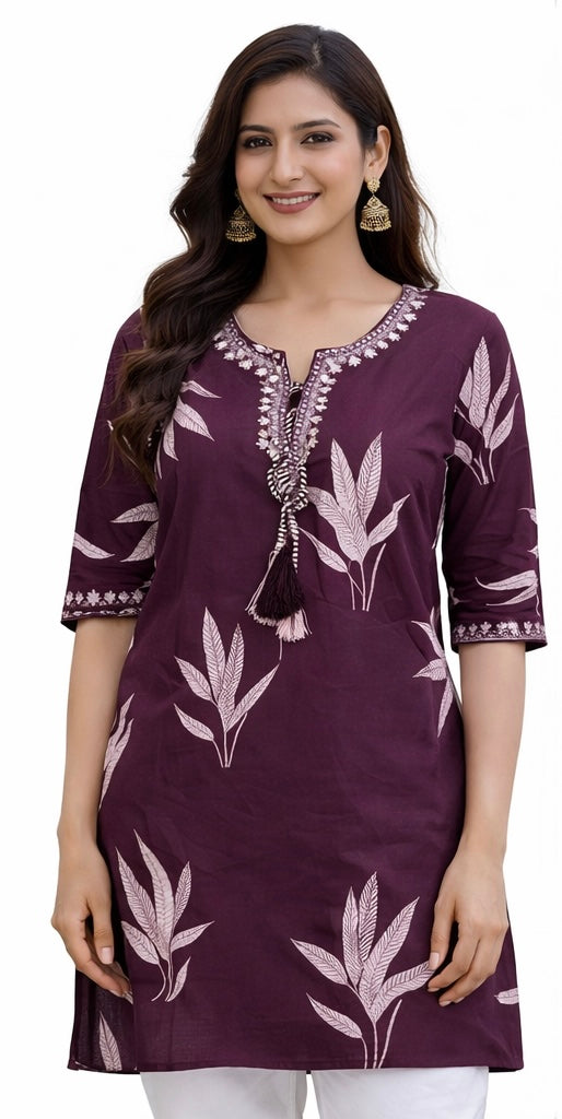 Stylish Short Cotton Kurti with Gujarati Touch