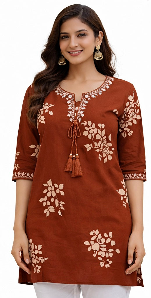 Stylish Short Cotton Kurti with Gujarati Touch