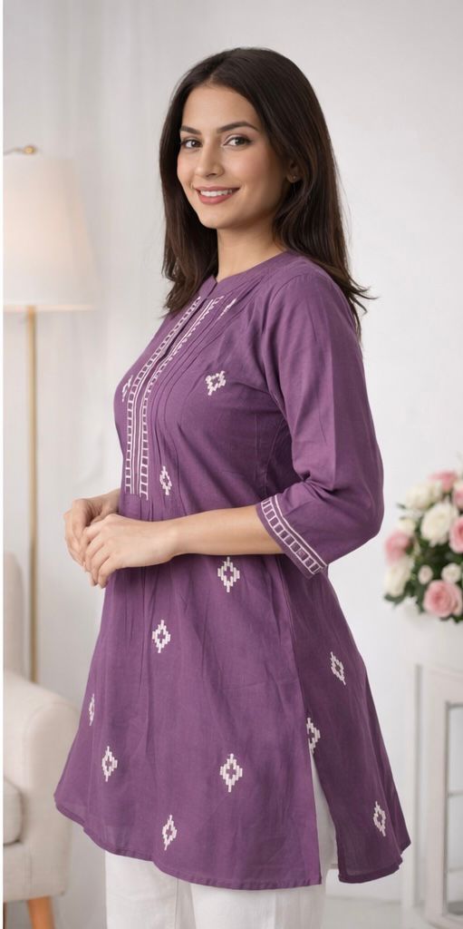 Premium Dhaboo Cotton Short Kurti with Elegant Stitch Work