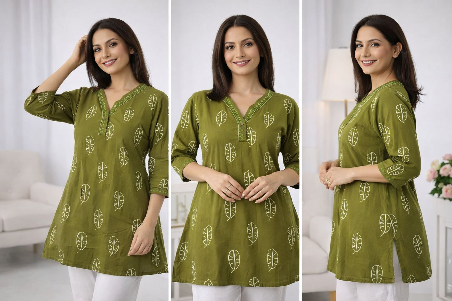 Premium Dhaboo Cotton Short Kurti with Jaipuri Print