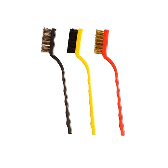 3 Pc Mini Wire Brush Cleaning Tool Kit Brass, Nylon, Stainless Steel Bristles