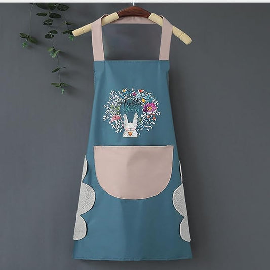 HMORA Pack of 1 Assorted | Waterproof Kitchen Apron for Women with Big Front Pocket Hand-Wiping Towel | Comfortable Wear-Resistant Chef Apron for Cooking | One Size