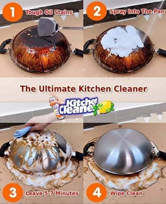 Multipurpose Bubble Foam Cleaner Kitchen Cleaner Spray Oil & Grease Stain Remover Chimney Cleaner Spray Bubble Cleaner All Purpose Foam Degreaser Spray (500 Ml)