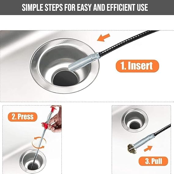 Alloy Steel Drain Cleaning Pipe – 160 cm Flexible Hair Catcher Tool