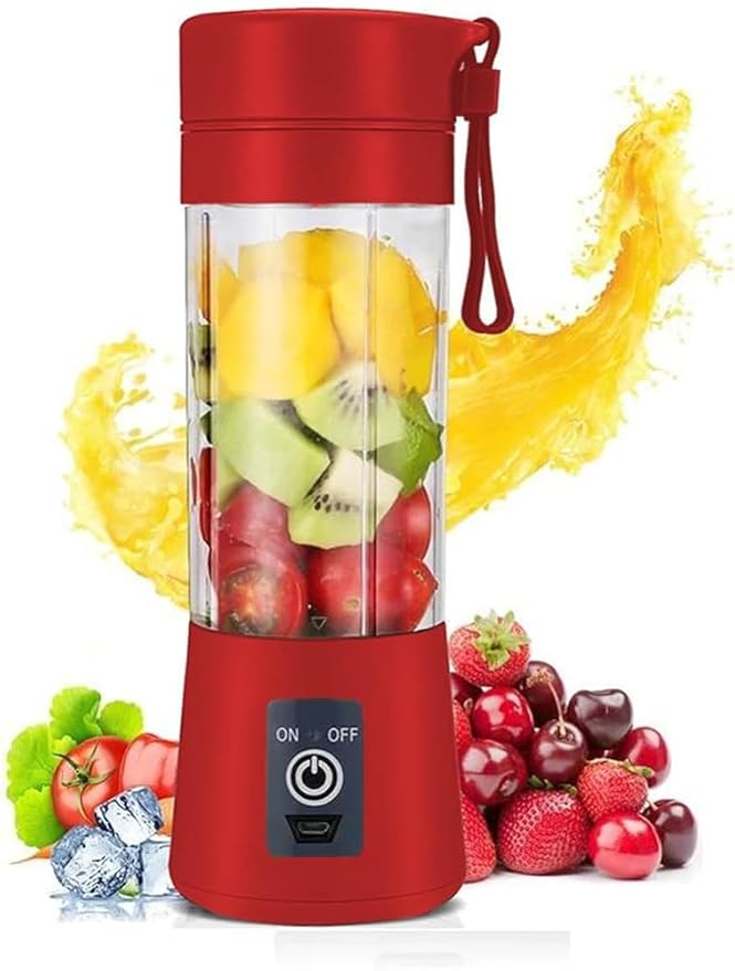 Portable 6-Blade Juicer Blender with built-in Jar, Juice Mixer Bottle, Fruit Juice Machine, USB Rechargeable Personal Size Juicer Grinder for Juices, Protein & Milk Shakes