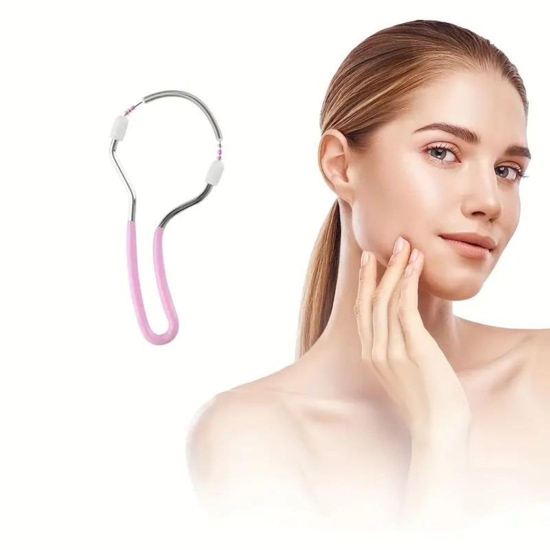 HMORA Portable Painless Spring Facial Hair Remover for Women - Threading Tool Epilator for Unwanted Hair on Upper Lip, Chin, Face & Body - Effective Tweezer Stick Plucker