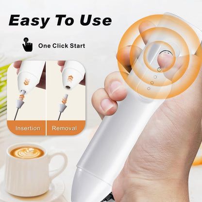 Electric Milk Frother & Coffee Whisker – Dual Spring Handheld Blender