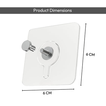 Hmora Photo Frame Hooks for Wall Without Drilling, Self Adhesive Hooks for Wall Heavy Duty Strong Nail Free for Hanging Photo Frame (Hanging Hook, Transparent) Stainless Steel