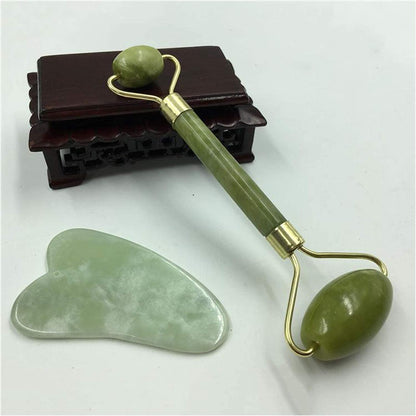 HMORA Facial Massager Jade Roller & Gua Sha Tool Natural Himalayan Stone for Face Neck Healing Skin Wrinkles & Serum Application
