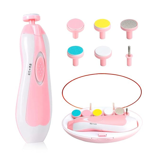 Electric Baby Nail Trimmer with Light – Safe & Gentle Nail Care Kit (Pink)