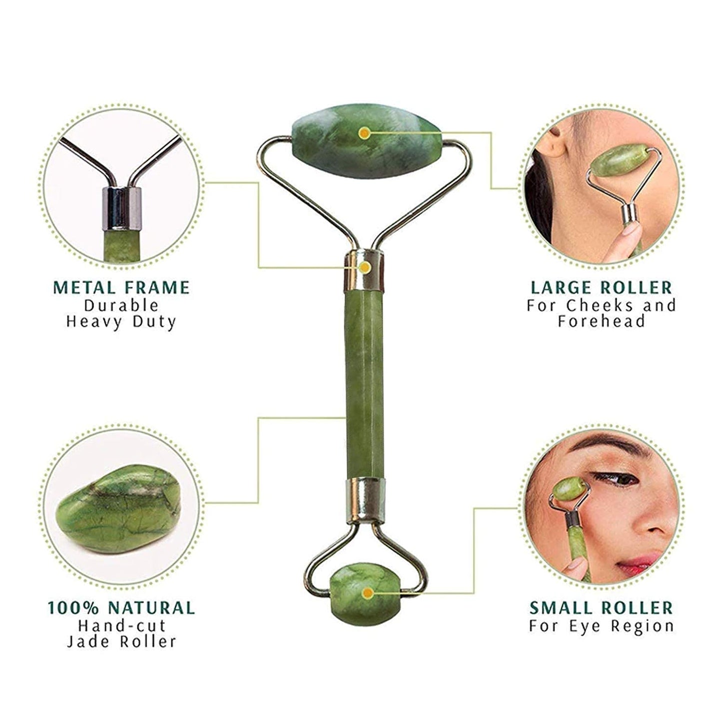 HMORA Facial Massager Jade Roller & Gua Sha Tool Natural Himalayan Stone for Face Neck Healing Skin Wrinkles & Serum Application