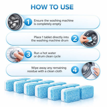 Hmora Washing Machine Cleaner Tablets – Removes Odor, Limescale & Residue for Deep Drum Cleaning (PC 24)