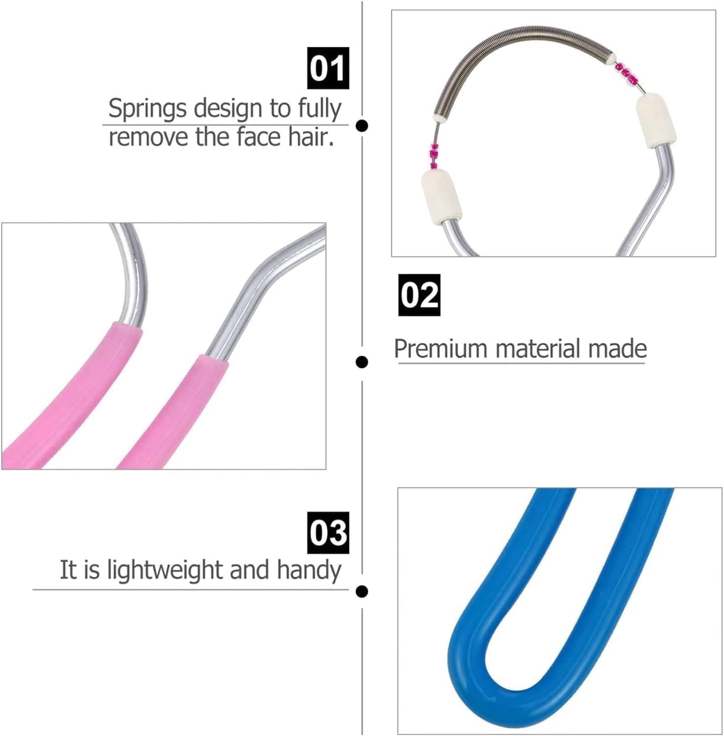HMORA Portable Painless Spring Facial Hair Remover for Women - Threading Tool Epilator for Unwanted Hair on Upper Lip, Chin, Face & Body - Effective Tweezer Stick Plucker