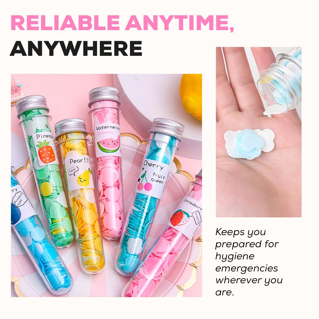 HMORA Disposable Paper Soap Tube, Mixed Fragrance Paper Soap Sheets, Flower Design, Compact and Portable, Gentle on All Skin Types, Dissolves Easily, Hygienic and Travel-Friendly