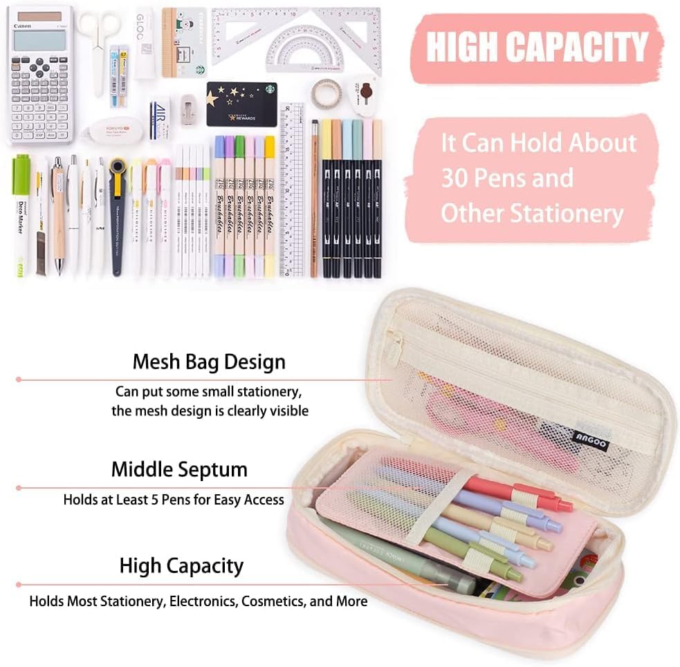 Hmora Large Storage Pencil Case Big Capacity Pencil Pouch Organizer Stationery Case for Girls Boys Students College School Office Pen Pencil Box Office Pencil Pouch Aesthetic Pen Pencil case