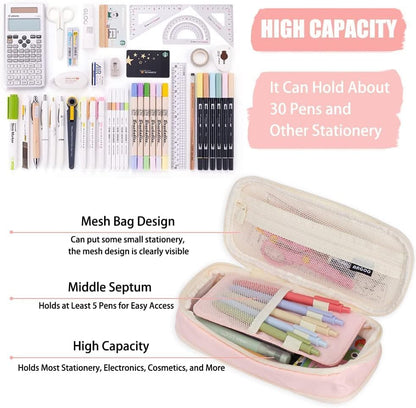 Hmora Large Storage Pencil Case Big Capacity Pencil Pouch Organizer Stationery Case for Girls Boys Students College School Office Pen Pencil Box Office Pencil Pouch Aesthetic Pen Pencil case