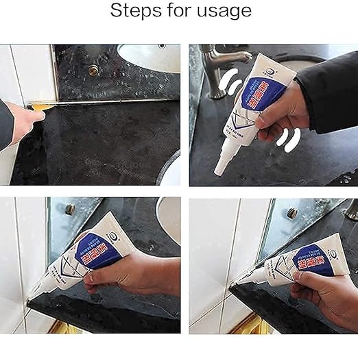 Tiles Gap Filler Waterproof Silicone Sealant Crack Seal Agent White Cement Paste Tube Grouting Paste For Wall Repair, Bathroom Tiles Window Sink Gaps Wall Crack Repair Silicone Gel (180 ML)