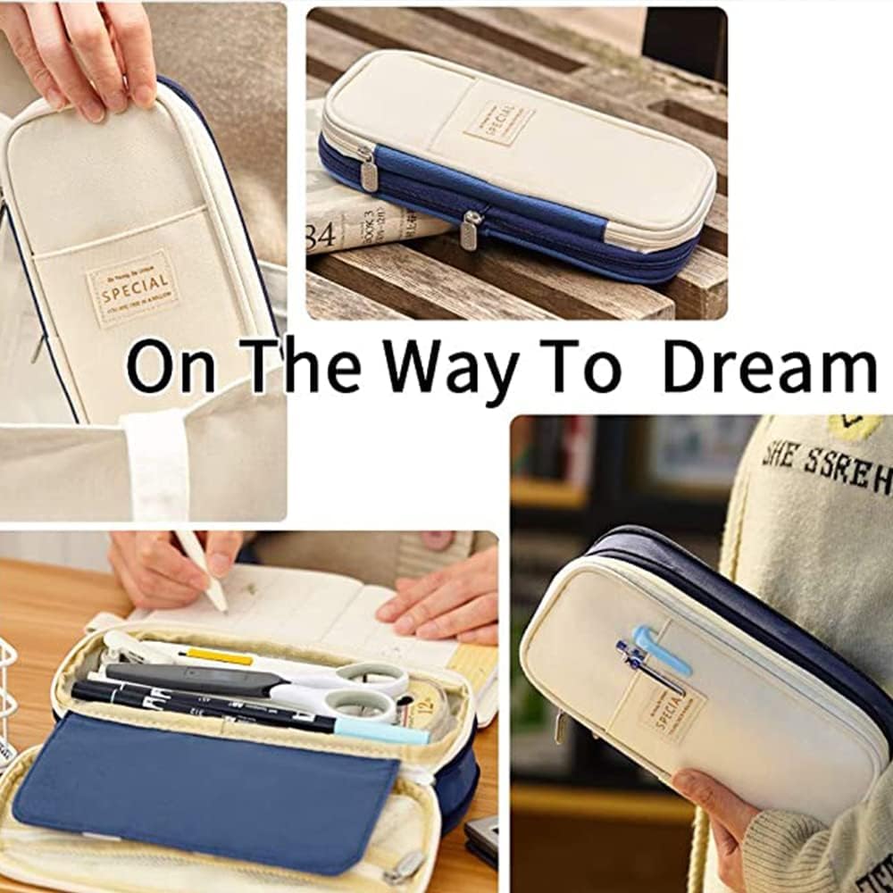 Hmora Large Storage Pencil Case Big Capacity Pencil Pouch Organizer Stationery Case for Girls Boys Students College School Office Pen Pencil Box Office Pencil Pouch Aesthetic Pen Pencil case