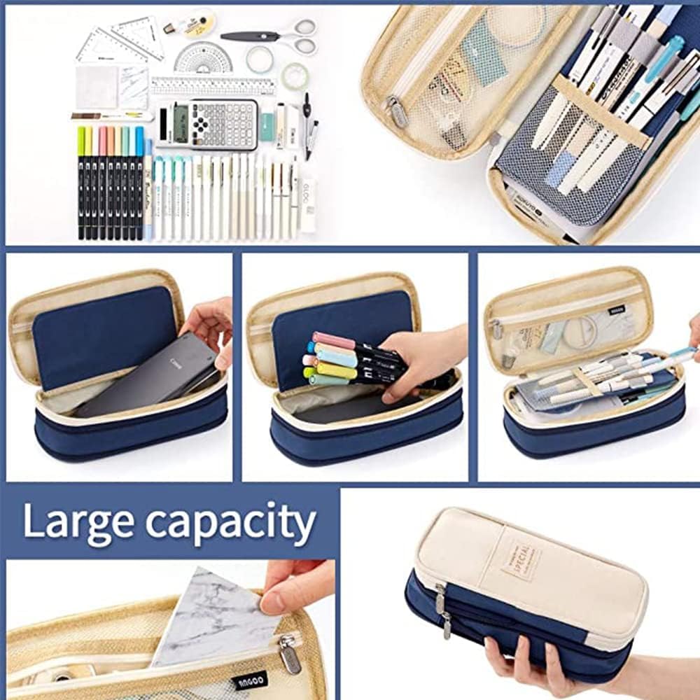 Hmora Large Storage Pencil Case Big Capacity Pencil Pouch Organizer Stationery Case for Girls Boys Students College School Office Pen Pencil Box Office Pencil Pouch Aesthetic Pen Pencil case