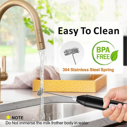 Electric Milk Frother & Coffee Whisker – Dual Spring Handheld Blender