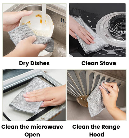 Hmora (25 Pack) Non-Scratch Wire Dishcloth, Steel Scrubber for Utensils Cleaning, Multipurpose Wet and Dry Cleaning Dish Wash Cloth Scrubber for Washing Dishes, Sinks, Counters