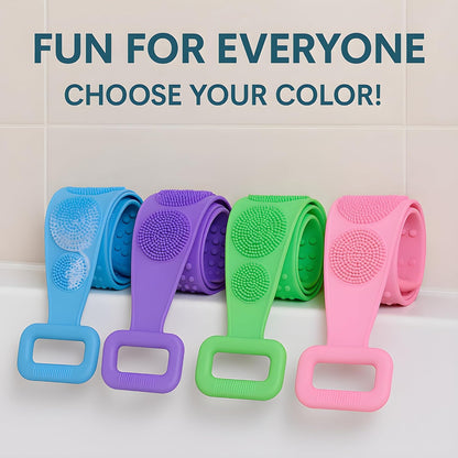 Hmora Silicone Back Scrubber Belt for Bath | Large Exfoliating Body Scrubbers for Men & Women | Dual-Sided, Stretchable, Quick-Dry | Reusable Shower Belt for Deep Cleaning