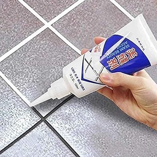 Tiles Gap Filler Waterproof Silicone Sealant Crack Seal Agent White Cement Paste Tube Grouting Paste For Wall Repair, Bathroom Tiles Window Sink Gaps Wall Crack Repair Silicone Gel (180 ML)