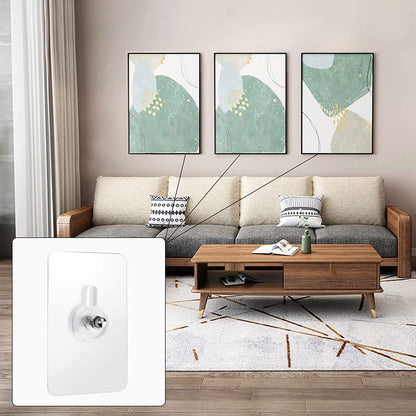 HMORA Stainless Steel, PVC, ABS Nail Free Seamless Adhesive Non-Trace No Drilling Installation Hanging, Waterproof Screws Wall Hook (Transparent)