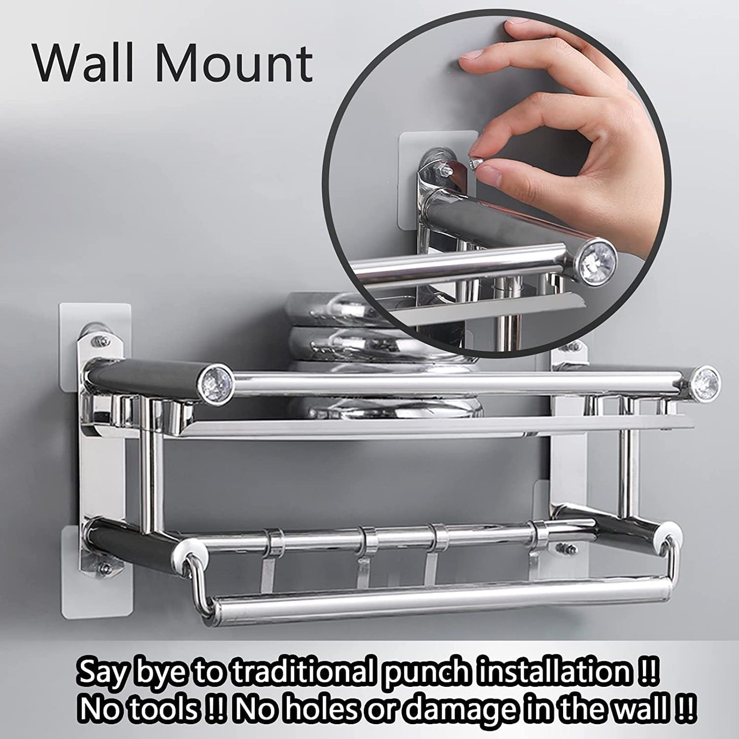 HMORA Stainless Steel, PVC, ABS Nail Free Seamless Adhesive Non-Trace No Drilling Installation Hanging, Waterproof Screws Wall Hook (Transparent)