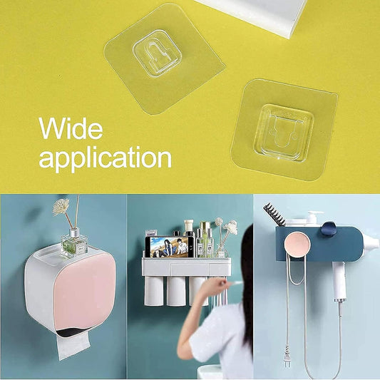 HMORA Self Adhesive Male Female Wall Hooks 6 KG Max Magic Transparent Sticker Hooks for Hanging Mobile Case Spike Guards Toilet Brush Photo Frames Bathroom Kitchen Accessories