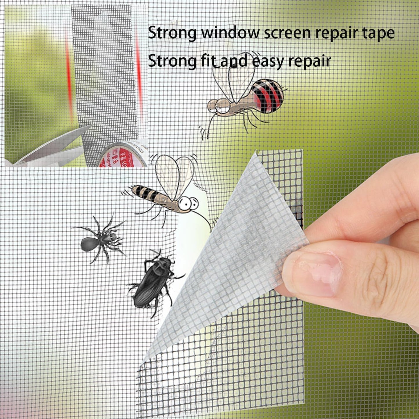 HMORA Mosquito net Patch Repair Tape, Window Screen Repair Tap, Strong Adhesive & Waterproof Window Mosquito net Covering Mesh Tape for Door Tears Holes Screen Patch Repair