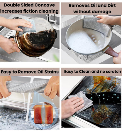 Hmora (25 Pack) Non-Scratch Wire Dishcloth, Steel Scrubber for Utensils Cleaning, Multipurpose Wet and Dry Cleaning Dish Wash Cloth Scrubber for Washing Dishes, Sinks, Counters