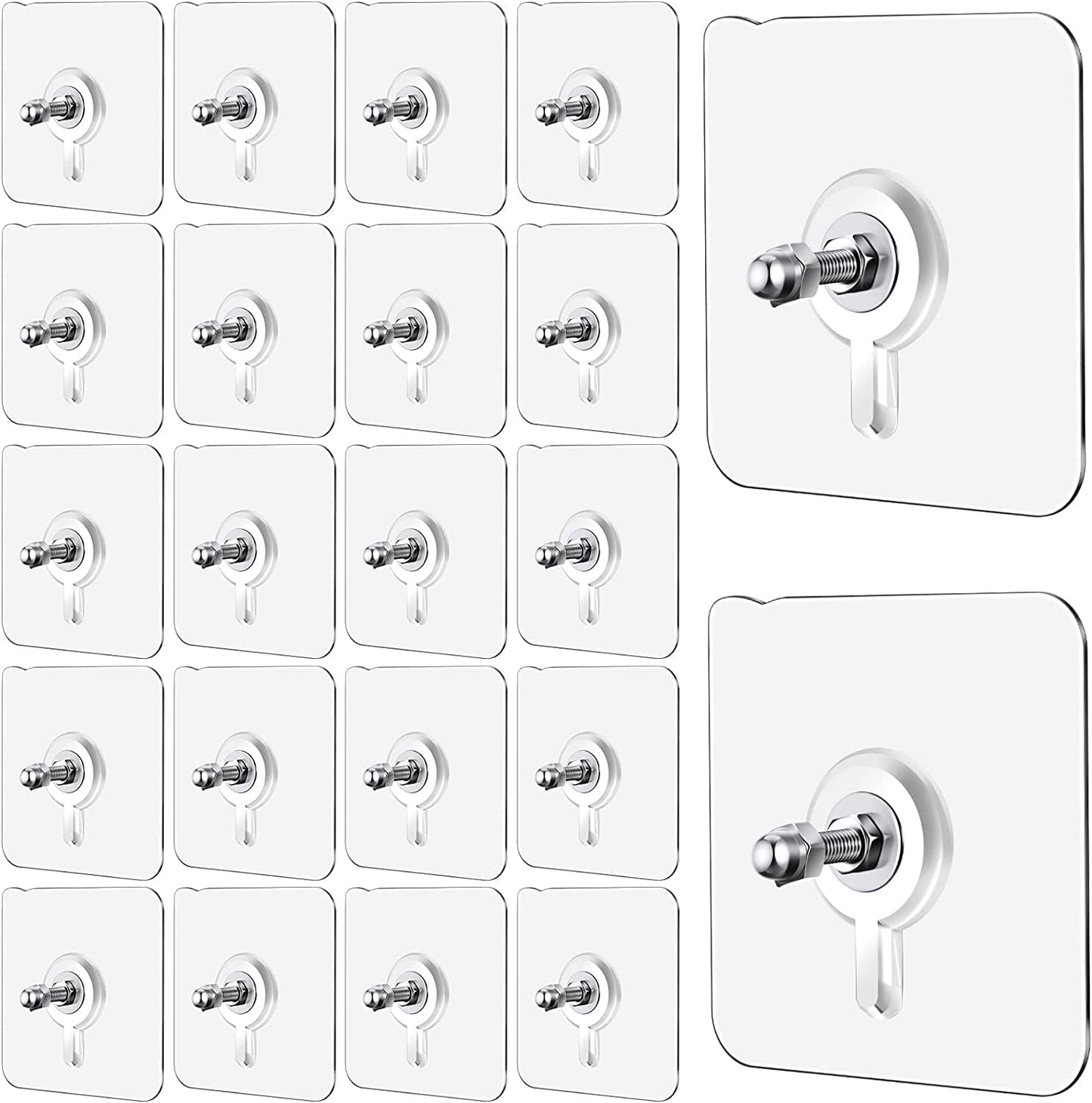 HMORA Stainless Steel, PVC, ABS Nail Free Seamless Adhesive Non-Trace No Drilling Installation Hanging, Waterproof Screws Wall Hook (Transparent)