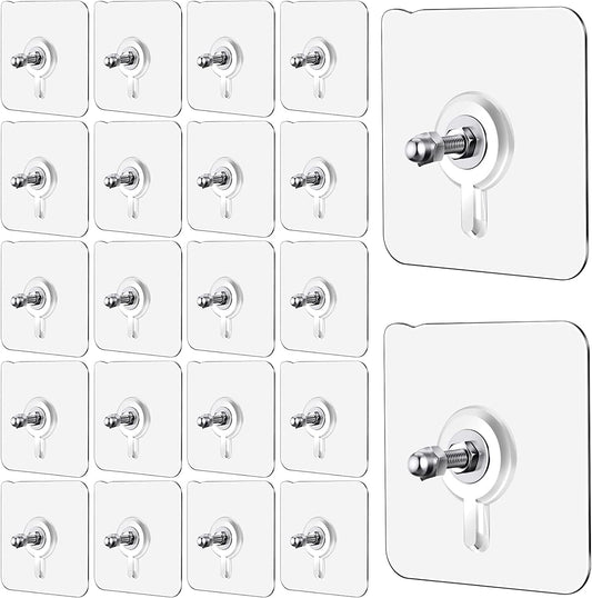 HMORA Stainless Steel, PVC, ABS Nail Free Seamless Adhesive Non-Trace No Drilling Installation Hanging, Waterproof Screws Wall Hook (Transparent)