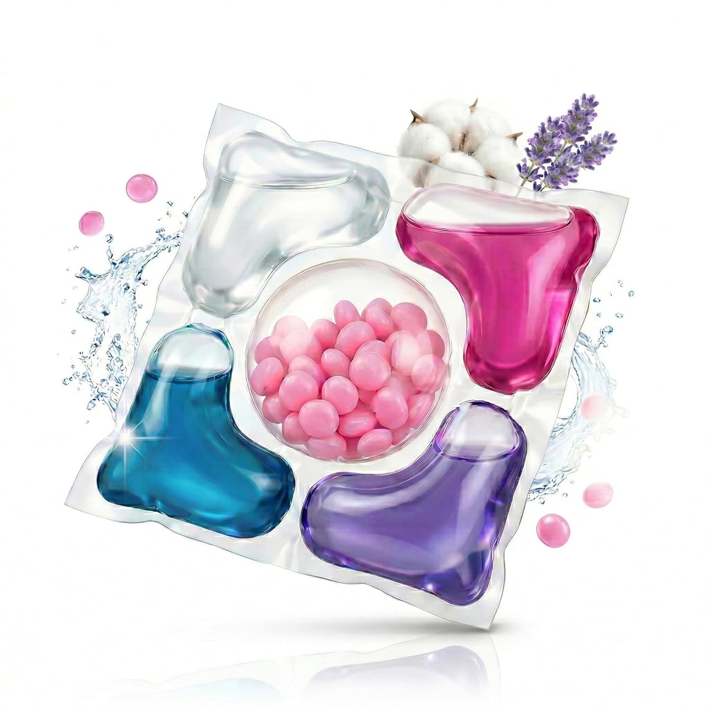 5-in-1 Laundry Detergent Pods - Multi-Chamber Capsules for Front & Top Load Washing Machines - Deep Stain Remover, Fabric Softener & Long-Lasting Fragrance - High Efficiency