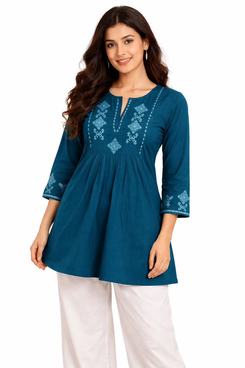 Elegant Cotton Embroidered Short Kurti