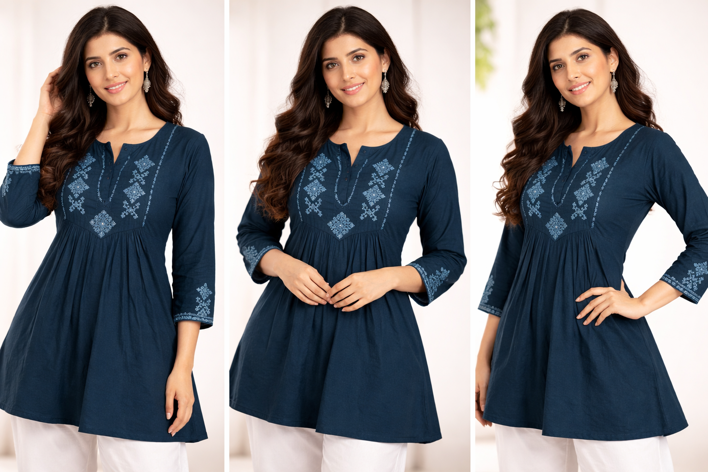 Elegant Cotton Embroidered Short Kurti
