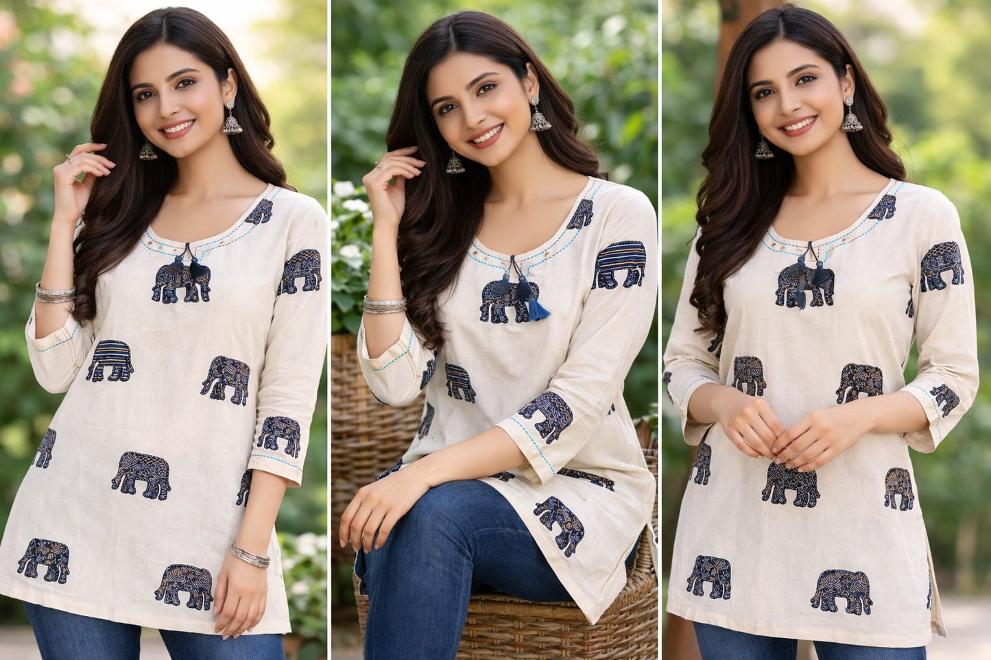 Premium khadhi Cotton Printed Short Kurti