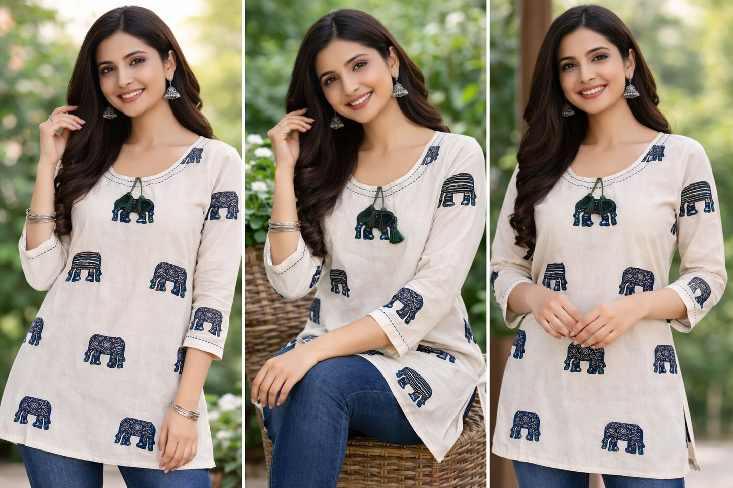 Premium khadhi Cotton Printed Short Kurti