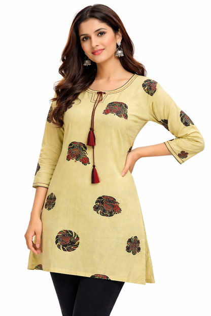 Premium Khadi Cotton Printed Short Kurti