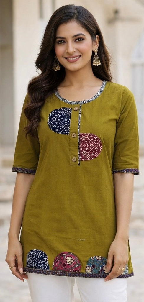 Stylish Short Cotton Kurti with Gujarati Touch