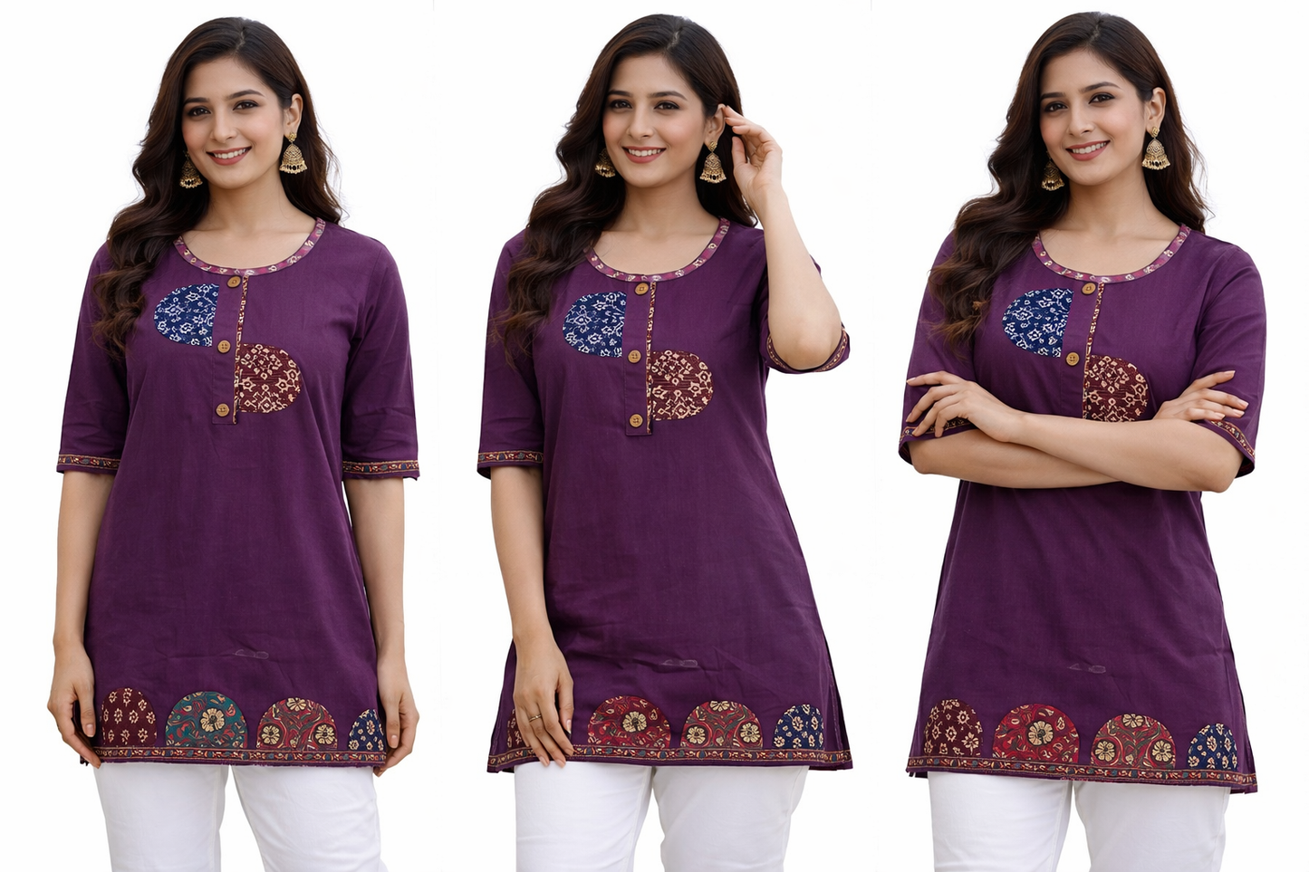 Stylish Short Cotton Kurti with Gujarati Touch