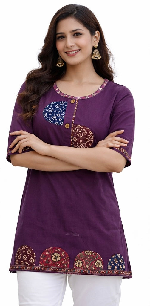 Stylish Short Cotton Kurti with Gujarati Touch